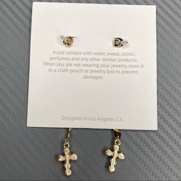 ettika Revolve Cross Linear Drop Earrings - Picture 2 of 3